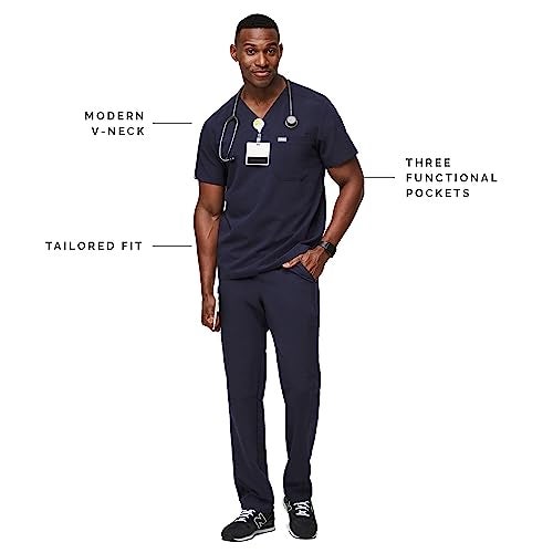 FIGS Leon Three-Pocket Scrub Top for Men - Navy Blue, M - Image 2
