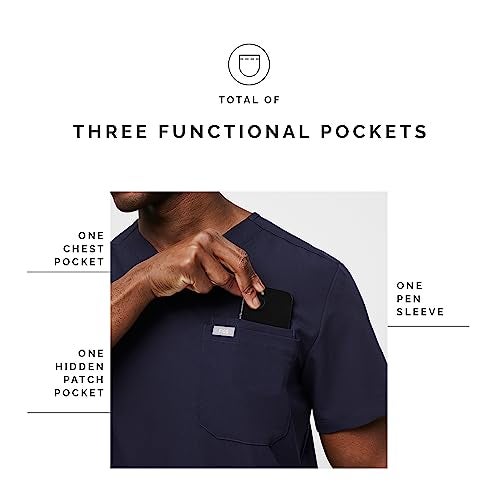 FIGS Leon Three-Pocket Scrub Top for Men - Navy Blue, M - Image 5