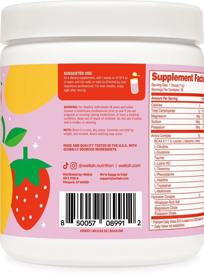 Wellah So Long Soreness BCAA Powder (Strawberry Mango Flavor), 30 Servings, with Hydration Complex - Image 3