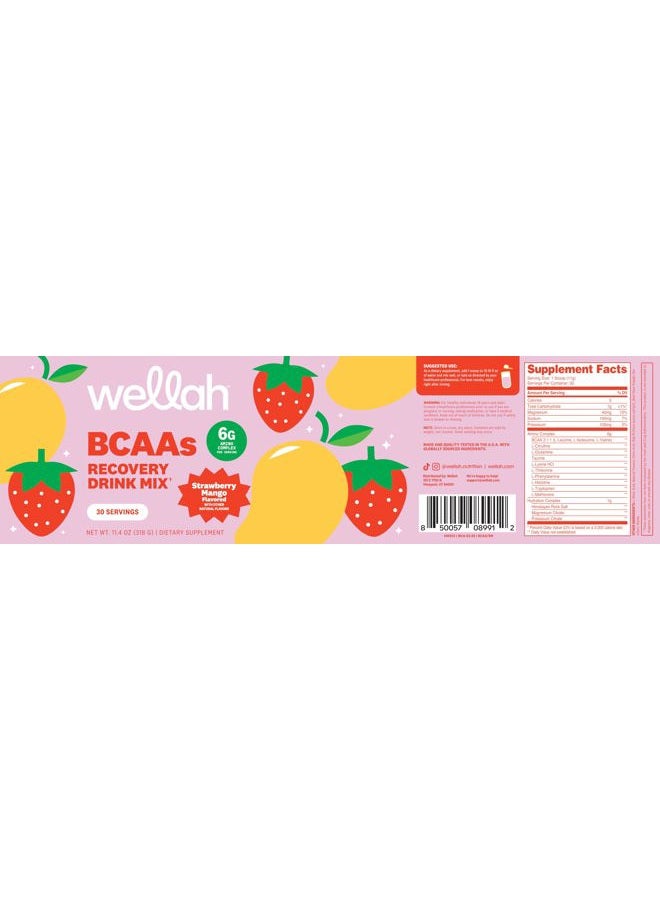 Wellah So Long Soreness BCAA Powder (Strawberry Mango Flavor), 30 Servings, with Hydration Complex - Image 5
