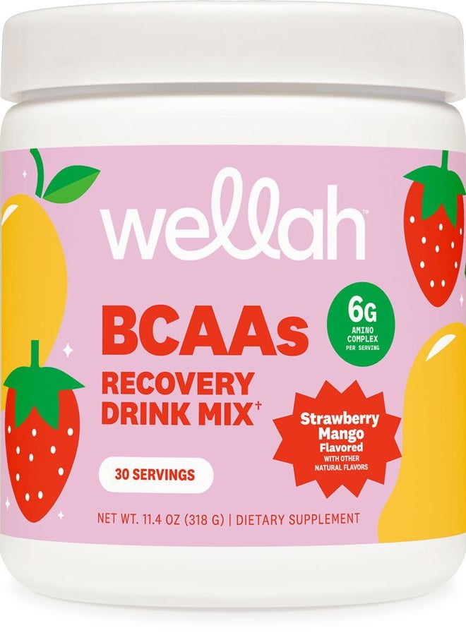 Wellah So Long Soreness BCAA Powder (Strawberry Mango Flavor), 30 Servings, with Hydration Complex - Image 1