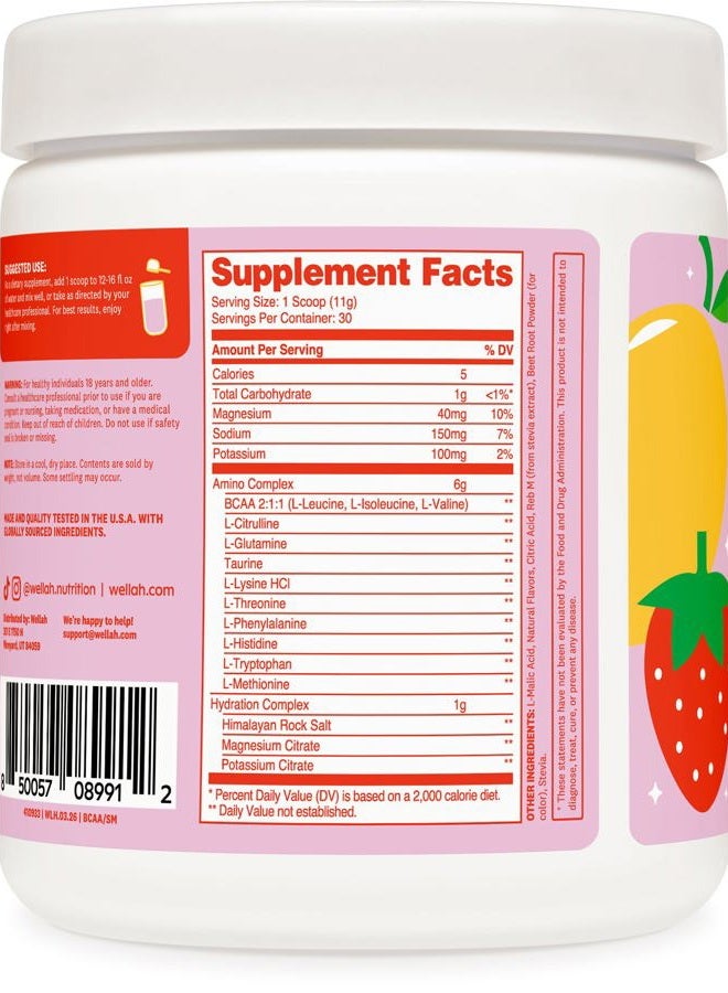 Wellah So Long Soreness BCAA Powder (Strawberry Mango Flavor), 30 Servings, with Hydration Complex - Image 4