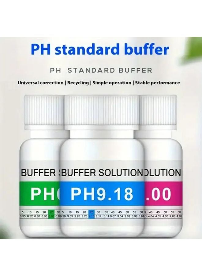 مسحوق معايرة محلول عازل للأس الهيدروجيني عالي الدقة 4.01 6.86 9.18 مجموعة قياسية من 3 زجاجات - Image 2