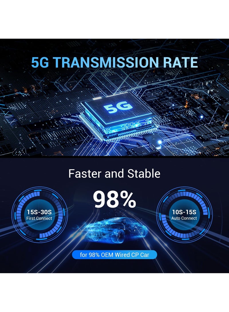 Captaintech Mini Wireless Carplay Adapter, 10s Auto-Connect for Cars with OEM Wired CarPlay, with USB Port, Convert Wired to Wireless CarPlay Dongle, Carplay Dongle for Cars from 2016+ & iOS 10+, Online Update - Image 2