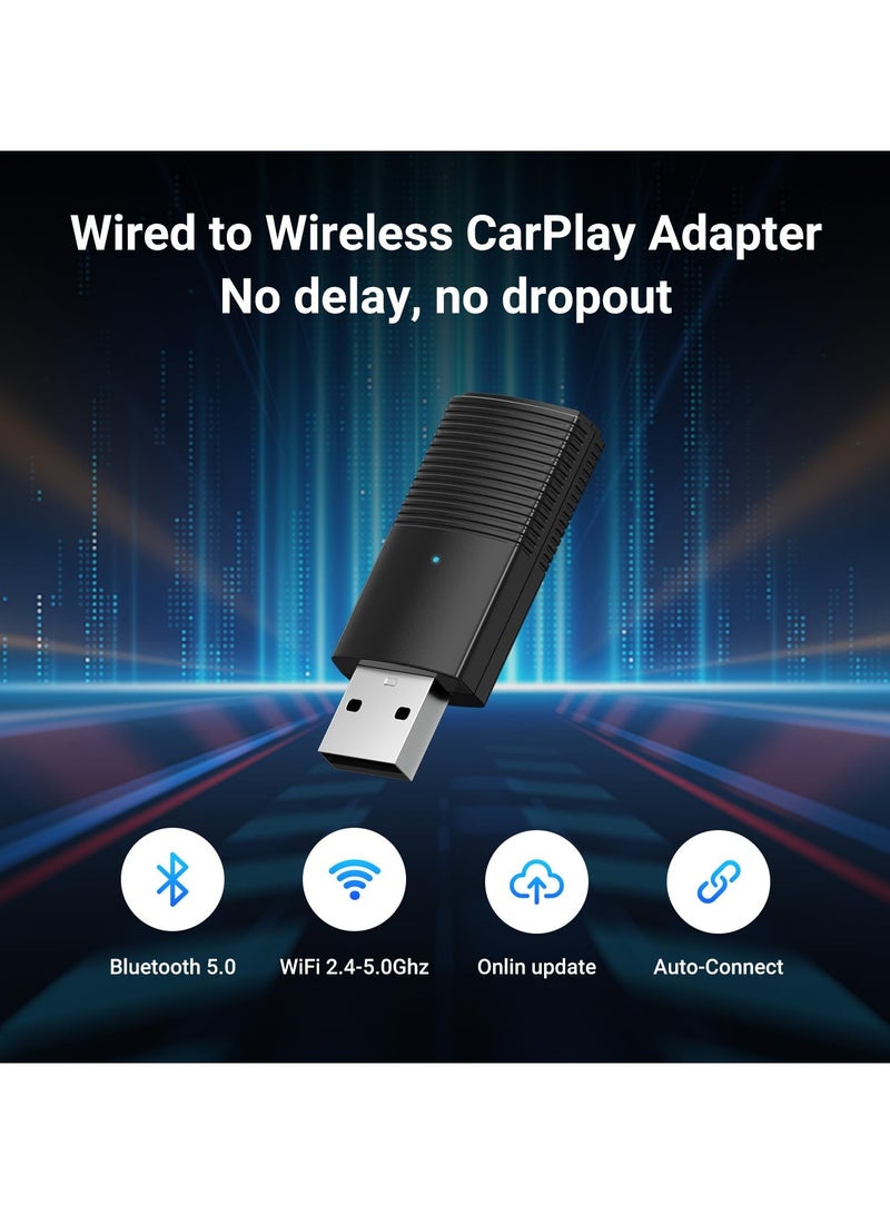 Captaintech Mini Wireless Carplay Adapter, 10s Auto-Connect for Cars with OEM Wired CarPlay, with USB Port, Convert Wired to Wireless CarPlay Dongle, Carplay Dongle for Cars from 2016+ & iOS 10+, Online Update - Image 5