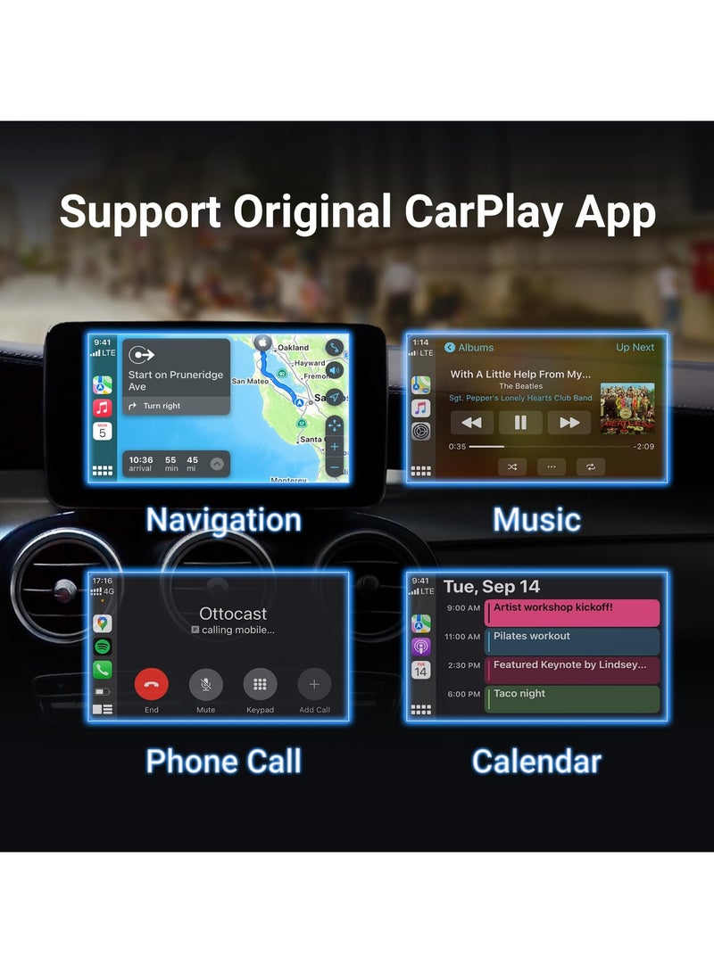 Captaintech Mini Wireless Carplay Adapter, 10s Auto-Connect for Cars with OEM Wired CarPlay, with USB Port, Convert Wired to Wireless CarPlay Dongle, Carplay Dongle for Cars from 2016+ & iOS 10+, Online Update - Image 4