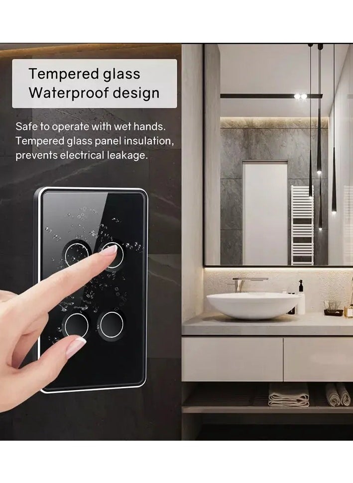 TUYA - Zigbee Smart Wall Light Switch,Glass Panel, With Gold Frame, Zigbee Hub Required, Neutral Wire Required, Remote Control Smart Life/Tuya App, Alexa/Google assistance (3 Gang) - White Color - Image 1