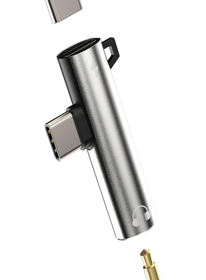 HOYULLI Hoyully USB-C to 3.5mm Headphone Jack Adapter, 2in1, Auxiliary, Compatible with Samsung, LG, Google Pixel, Huawei, Apple iPhone, iPad, Charging and Audio in One - Image 1