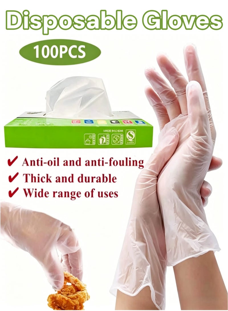100-Piece Disposable Vinyl Hand Gloves , Disposable Gloves Clear M, Durable TPE Material Plastics Gloves, Multipurpose Waterproof Disposable Gloves Use for Food, Safety, Cleaning, Barber Shop, Garage - Image 1