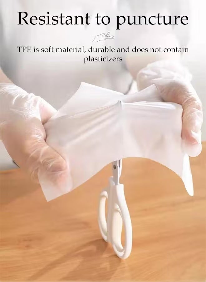 100-Piece Disposable Vinyl Hand Gloves , Disposable Gloves Clear M, Durable TPE Material Plastics Gloves, Multipurpose Waterproof Disposable Gloves Use for Food, Safety, Cleaning, Barber Shop, Garage - Image 4