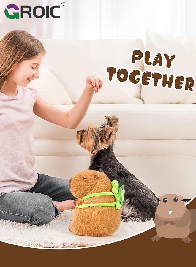 GROIC Cute Capybara Plush with Turtle Backpack, 9 inch Kawaii Capybara Stuffed Animal Soft Doll Capybara Toys, Turtle Backpack Capybara Toy Hugging Gifts for Kids - Image 3