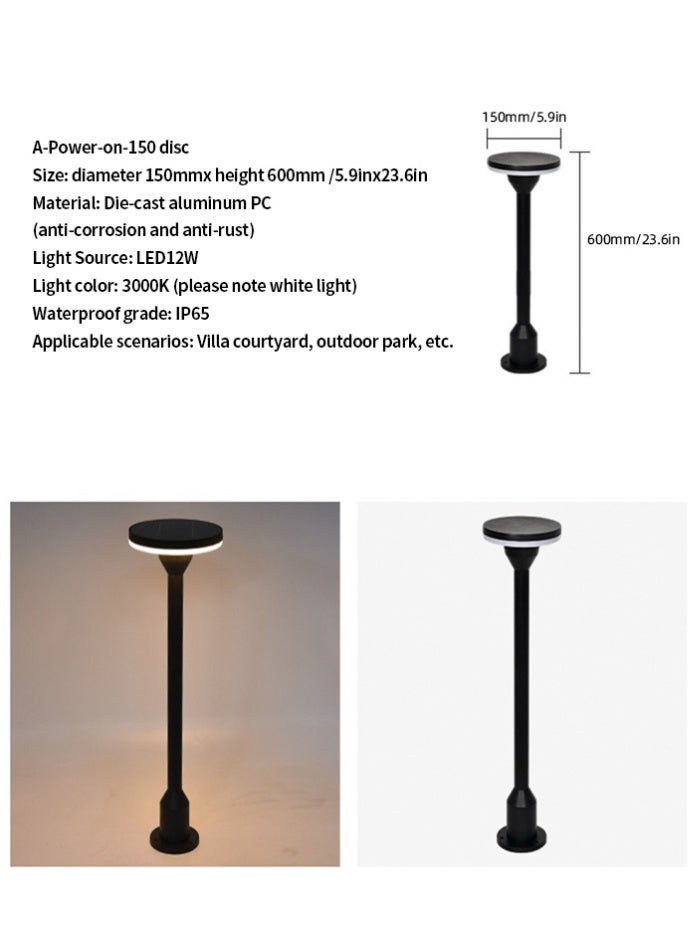 Vmax Modern LED Garden Light Outdoor Lawn Lamp – Waterproof IP65, Pathway Light, 12W, Warm White (Round - 60 cm) - Image 3
