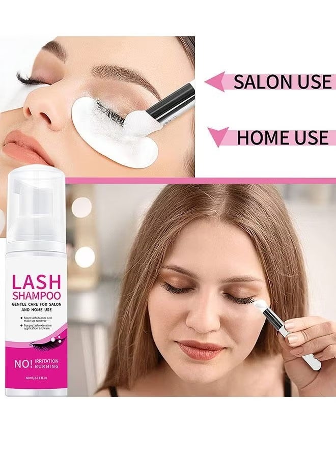 Shampoo 60ml Eyelash Extension Cleansing Mousse, Eyelash Foam Cleanser/Safe and Gentle Non-irritating for Sensitive People/Removes Makeup Residue and Mascara/Salon Use and Home Care - Image 3