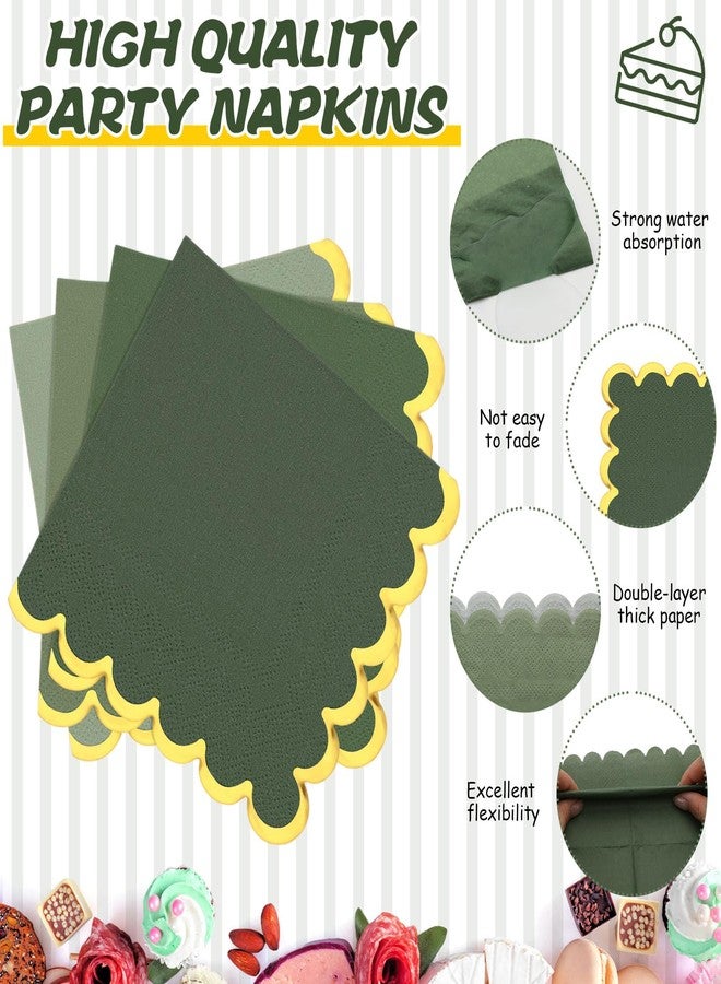 Vesici 60 Pcs Sage Green Party Plates with Napkins 9 Inch 7 Inch Paper Plates and Disposable Napkins with Gold Foil Border for Tea Birthday Bridal Baby Shower Wedding Party Supplies - Image 4