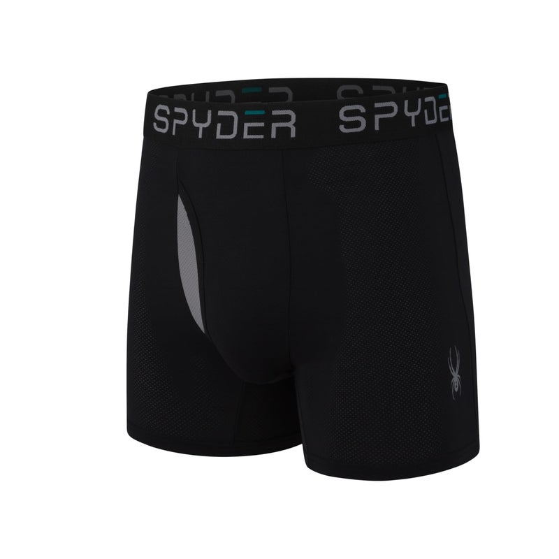 Spyder Mens Boxer Briefs Performance Nylon Mesh Sports Underwear With Fly Front (Medium, Black/Heather/Black/Charcoal) - Image 5