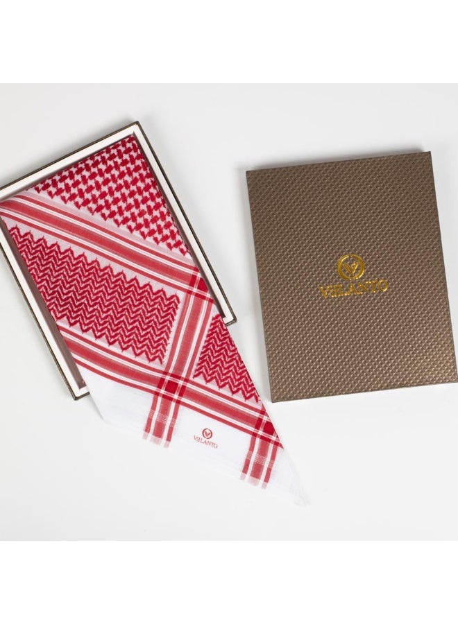 VELANTO Red and white shemagh with red stripes - Image 1