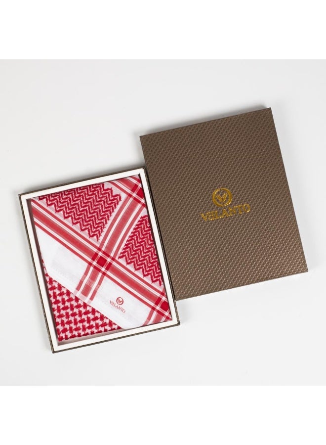 VELANTO Red and white shemagh with red stripes - Image 2