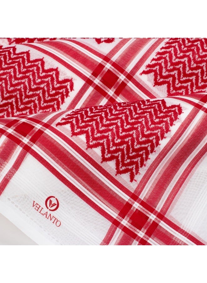 VELANTO Red and white shemagh with red stripes - Image 3
