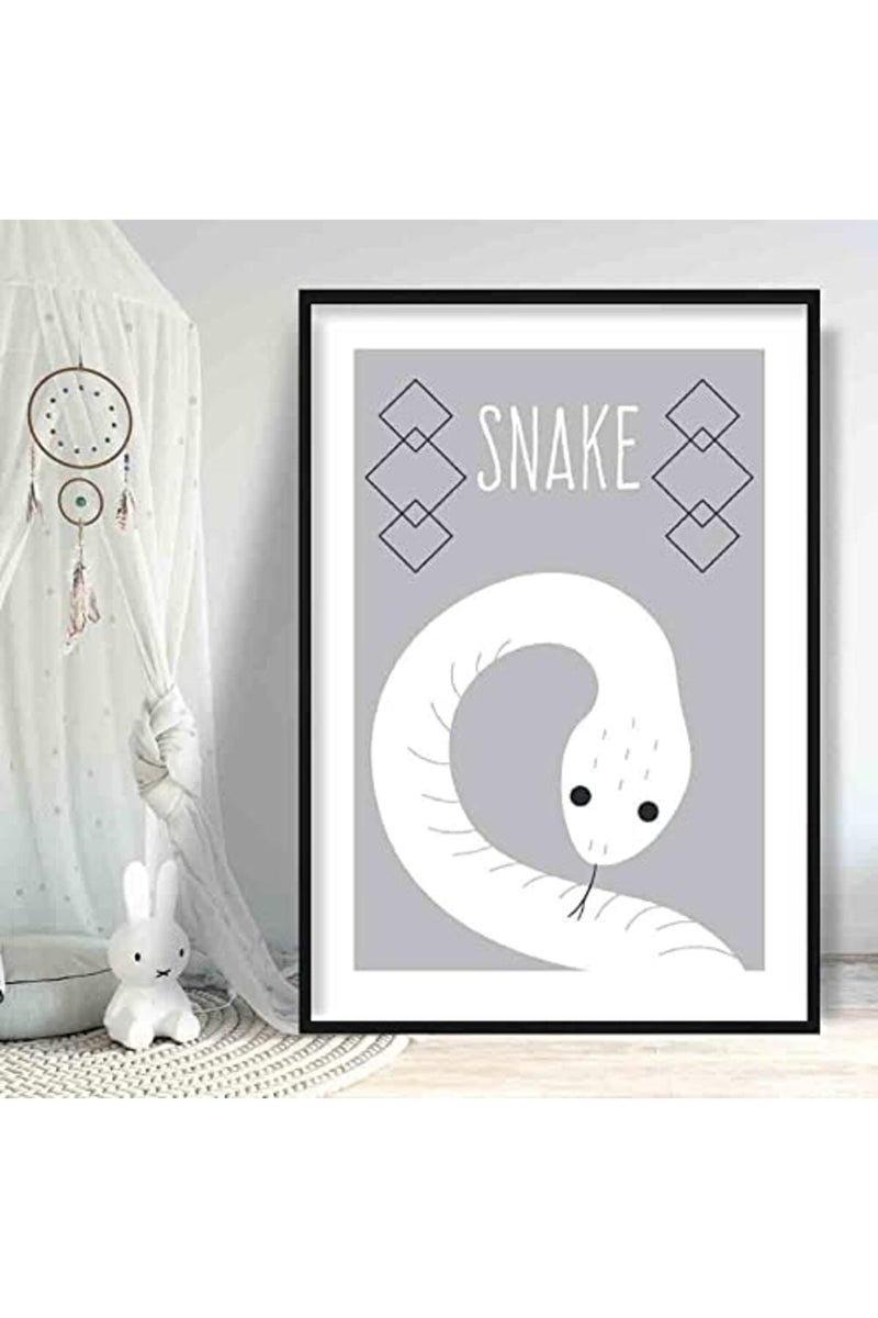 Artze Wall Art ملصق فن الجدار أرتزي ثعبان اسكندنافي هندسي لحضانة، حجم A4، رمادي - Image 2