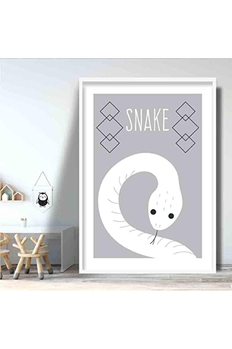 Artze Wall Art ملصق فن الجدار أرتزي ثعبان اسكندنافي هندسي لحضانة، حجم A4، رمادي - Image 3
