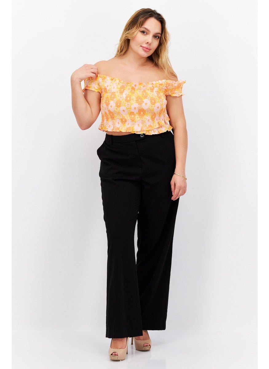 Cotton On Women Off Shoulder Cap Sleeve Floral Printed Top, Orange Combo  - Image 3