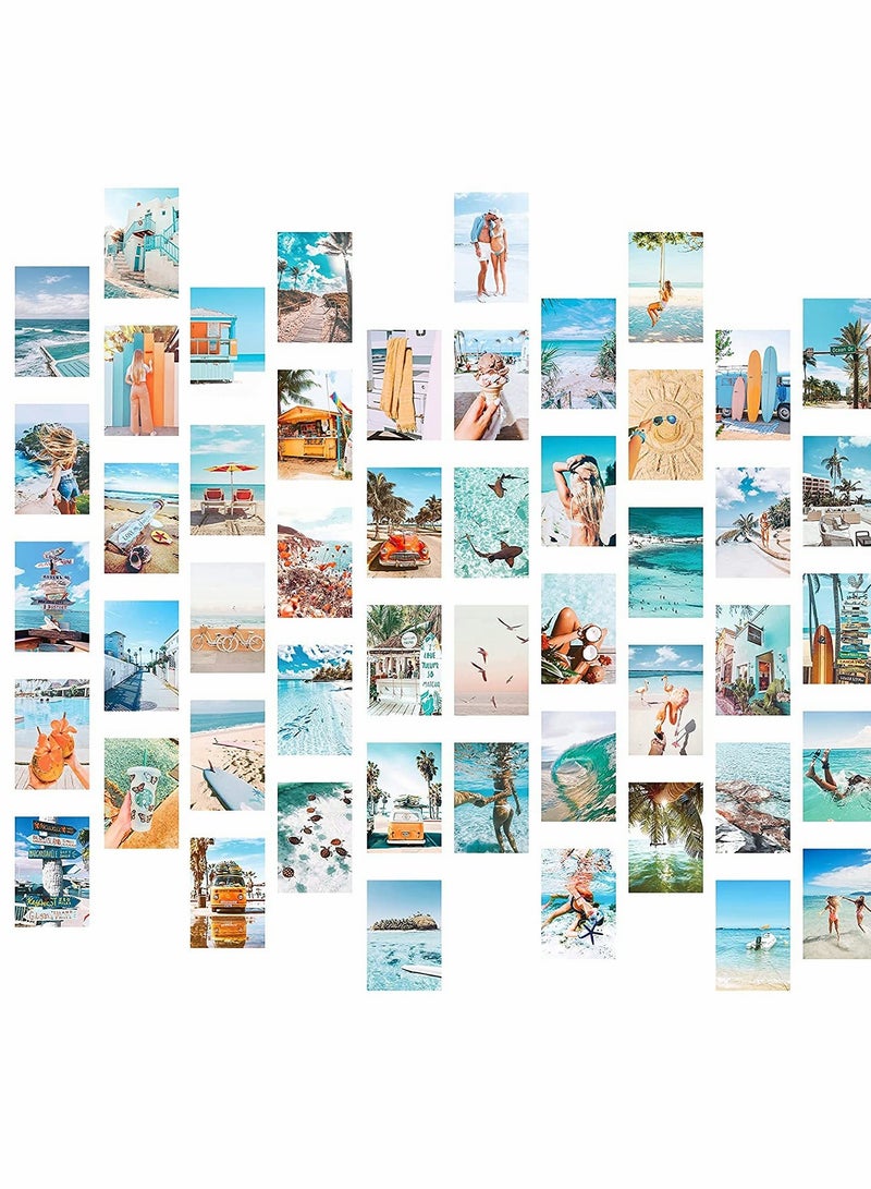 Luckam 50 Pcs Double Sided Wall Collage Kit Aesthetic Room Decor Posters Pictures for Bedroom Teen Girls Fashion Fresh Retro 4 x 6 Inch - Image 1