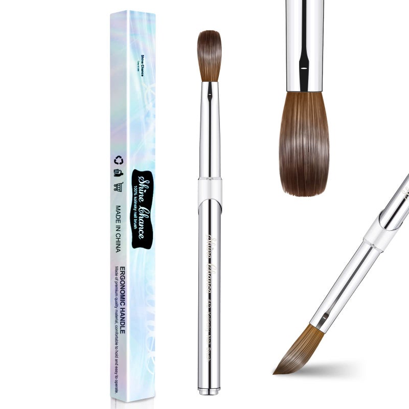 Shine Chance Acrylic Nail Art Brush Size 12 100 Pure Kolinsky Hair Oval Nail Brush for Acrylic Application Professional Nail Extension Manicure Tool Striping Nail Drawing Pen for DIY Home Salon
