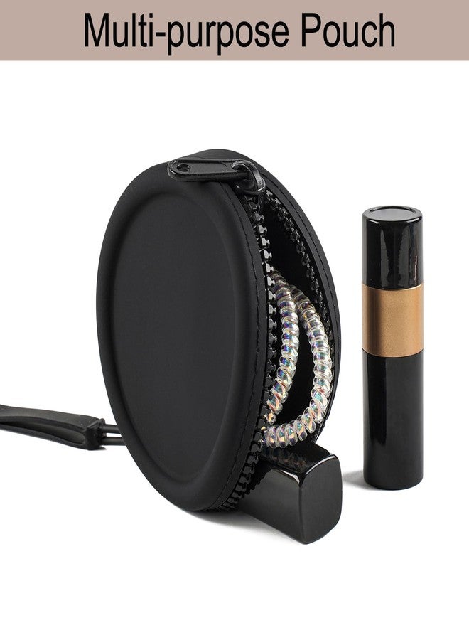 WHHJM Small Silicone Makeup Bag for Women Round Purse Essentials Portable Cosmetic Accessories Organizer Small Travel Kit Storage Pouch (Black) - Image 2