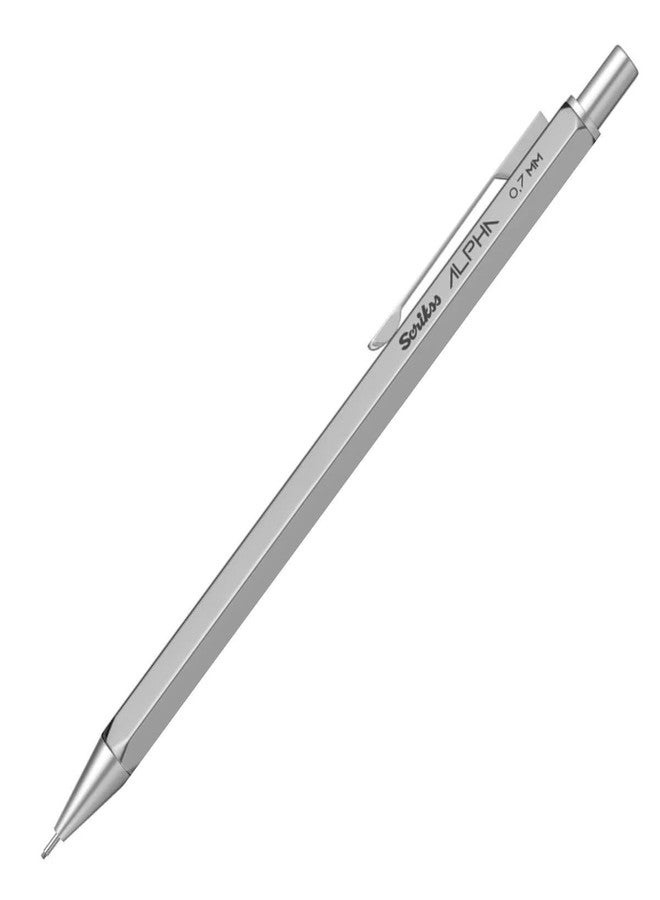 Scrikss 0.7mm Clutch Lead Lightweight Metal Mechanical Pencil | Grey Hexagonal Barrel | for Smooth Writing Office Home Work | Alpha Series - Image 1