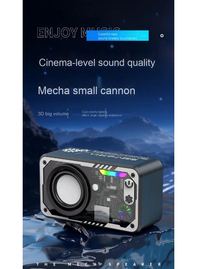 NIBEMINENT Transparent Bright Light Bluetooth Speaker V8 Small Steel Cannon Bass Support Tandem Mech Small Steel Cannon  - Image 3