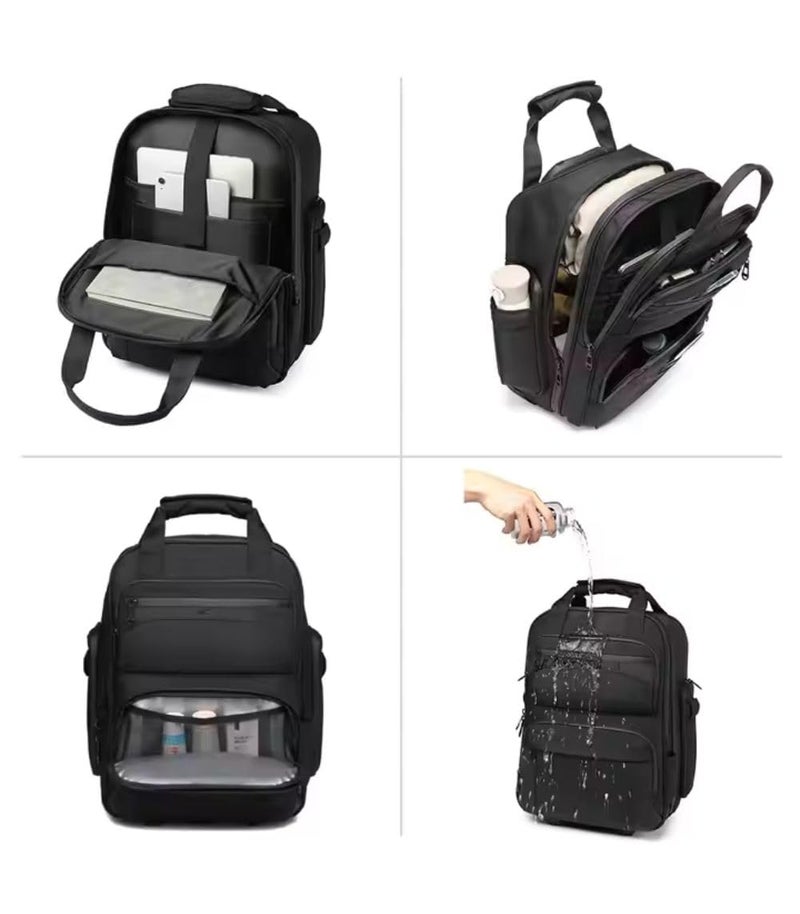 OZUKO Carry On Trolley Bag for Business Travel with Wheels Water-Resistant Oxford Fabric Fits 15.6 Inch Laptop Underseat Design, Black, 9699 - Image 5