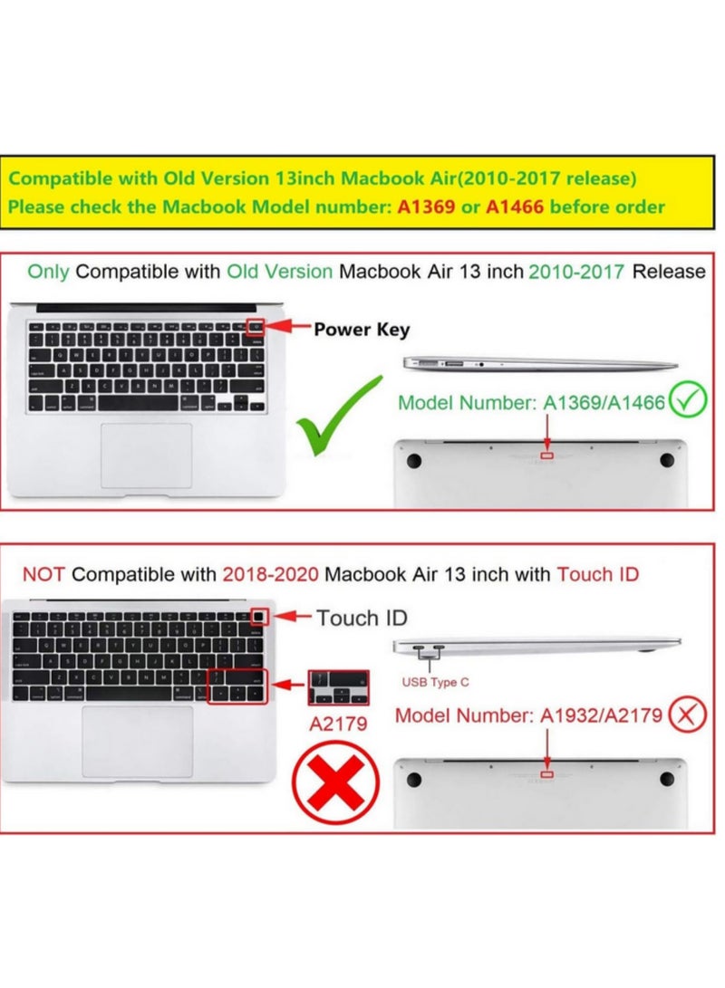 1PC Hard Plastic Case for MacBook Air 13 Inch (Models A1466 & A1369, 2010-2017 Release) Matte Black Protective Shell Cover Durable Snap-On Design  - Image 2