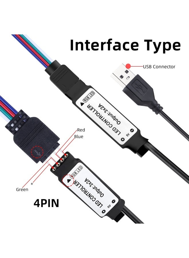 RGBZONE 5V USB RGB LED Controller IR Wireless Remote Control 1M33FT 4PIN LED Controller 5V 5050 2835 5630 LED Strip Lights - Image 3