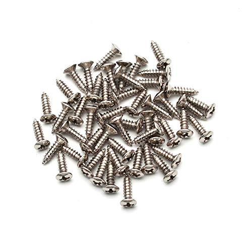 SAPHUE 3MM Electric Guitar Bass Pickguard Screws Pick Guards Scratch Plate Mounting Screws for Fender Strat ST Tele TL Stratocaster Telecaster Gibson LP Les Paul SG Guitar Pack of 50 (Chrome) - Image 1