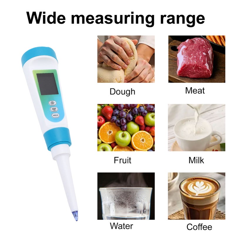 Digital Food PH Meter High Accuracy 0.01 Resolution for Sourdough Bread Cheese Sausage Meat Water Wine Beer with ATC Auto Calibration LCD Screen - Image 2