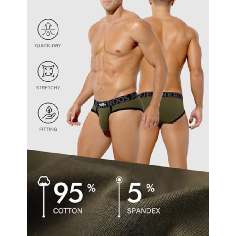 Arjen Kroos Men's Low Rise Cotton Briefs Underwear 3-Pack, Color Block Sport Briefs with 3D Pouch - Image 5