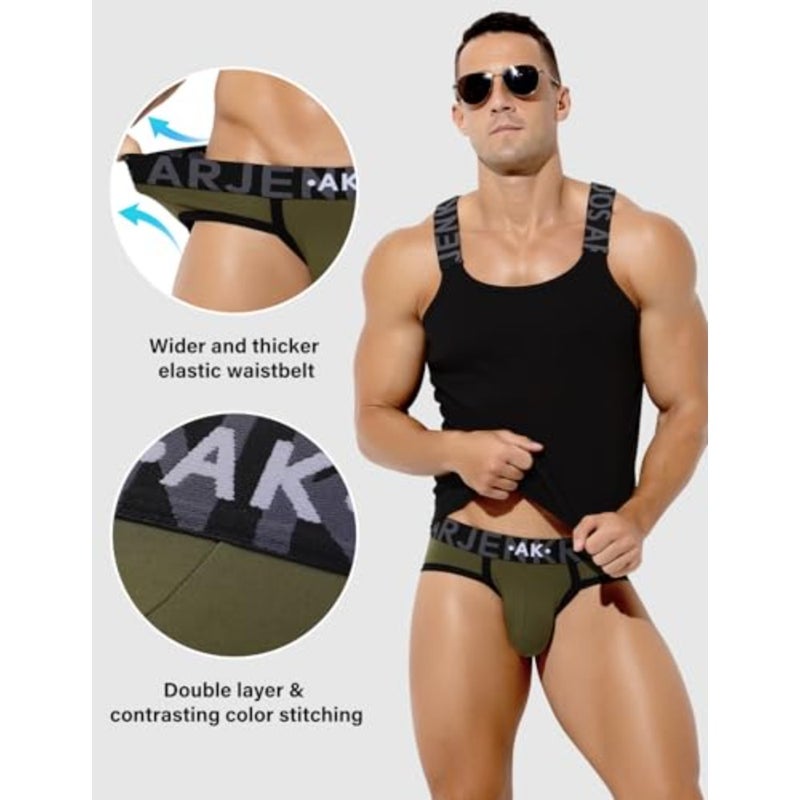 Arjen Kroos Men's Low Rise Cotton Briefs Underwear 3-Pack, Color Block Sport Briefs with 3D Pouch - Image 3
