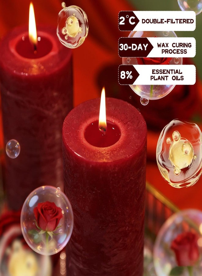 MOSROAD Romantic Rose Scented Pillar Candle - 2.8x6 Inch, 75-Hour Burn, Textured Red Rose Scented Candle for Women, Natural Aromatherapy Candle for Home, Gifts for Women, Valentine's & Romantic Decor - Image 3