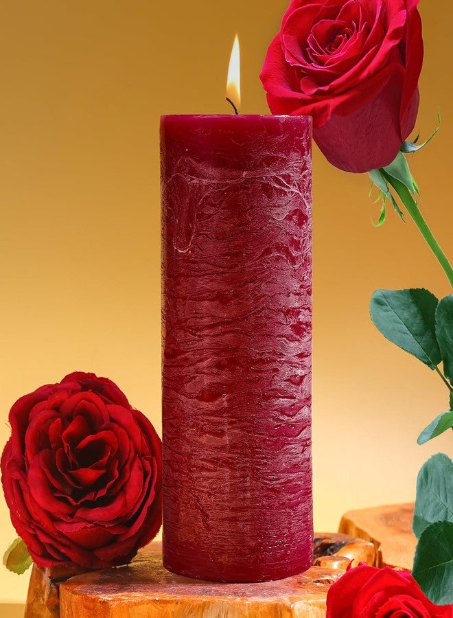 MOSROAD Romantic Rose Scented Pillar Candle - 2.8x6 Inch, 75-Hour Burn, Textured Red Rose Scented Candle for Women, Natural Aromatherapy Candle for Home, Gifts for Women, Valentine's & Romantic Decor - Image 1