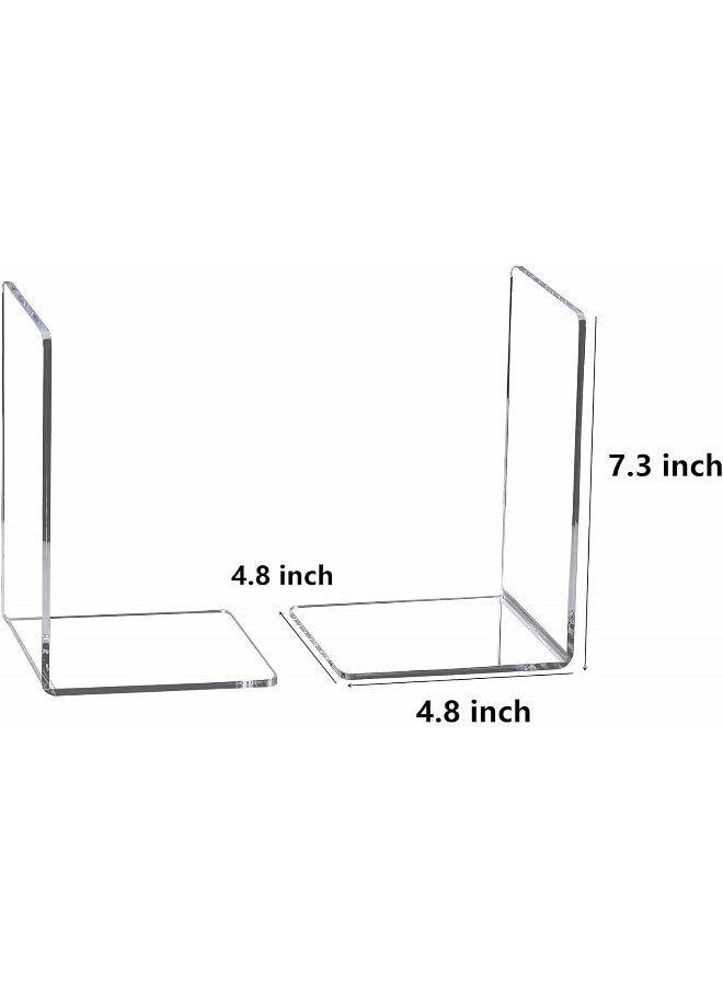 Generic Clear Acrylic Bookends for Shelves, Heavy Duty Book Ends and Desktop Organizer, Book Stopper for Books/Movies/CDs, 7.3 ×4.8× 4.8 inch  - Image 5