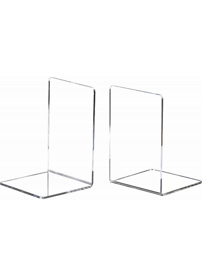 Generic Clear Acrylic Bookends for Shelves, Heavy Duty Book Ends and Desktop Organizer, Book Stopper for Books/Movies/CDs, 7.3 ×4.8× 4.8 inch  - Image 4
