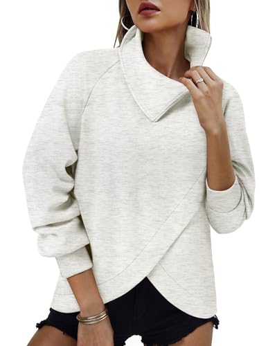 VALOLIA Plus Size Sweaters for Women Winter Clothing for Women Half Zip Sweatshirt Tunic Tops Side Split Outfits for Curvy Womens Yoga Workout Top Shirts Ladies Holiday Sweaters Dressy White XL - Image 3