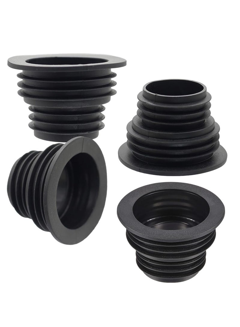 4-Piece Drain Pipe Seal Hose Silicone Plug Sewer Sealing Ring Connector for Kitchen Bathroom, Black.  - Image 1