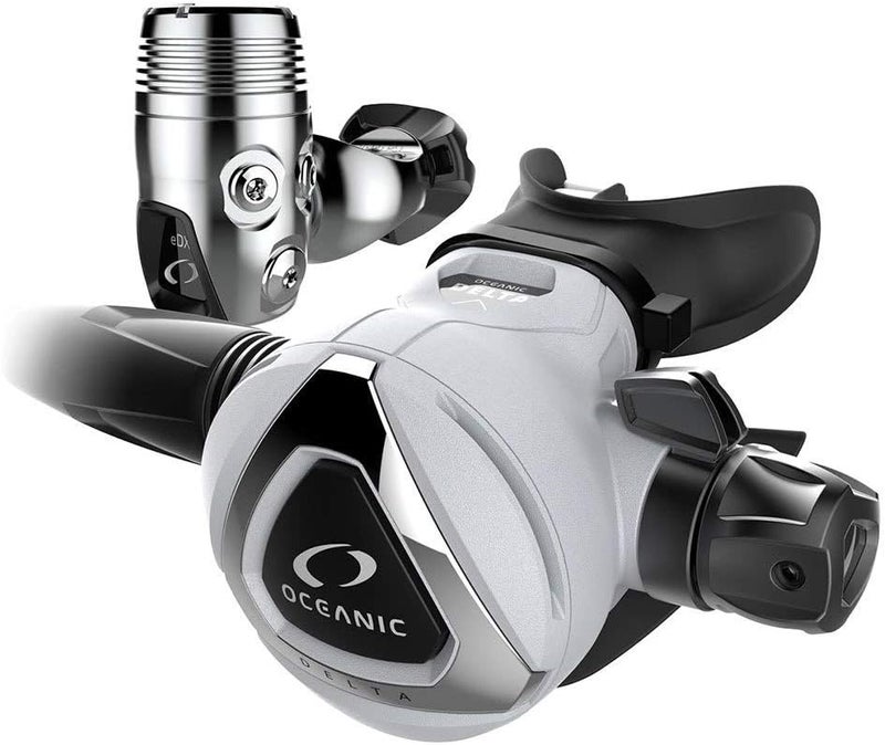 Oceanic Delta 5 2nd Stage  EDX 1st Stage  Breathing Regulator for Scuba Diving  Strong ColdWater Performance  Available in Yoke or DIN Version  Yoke White