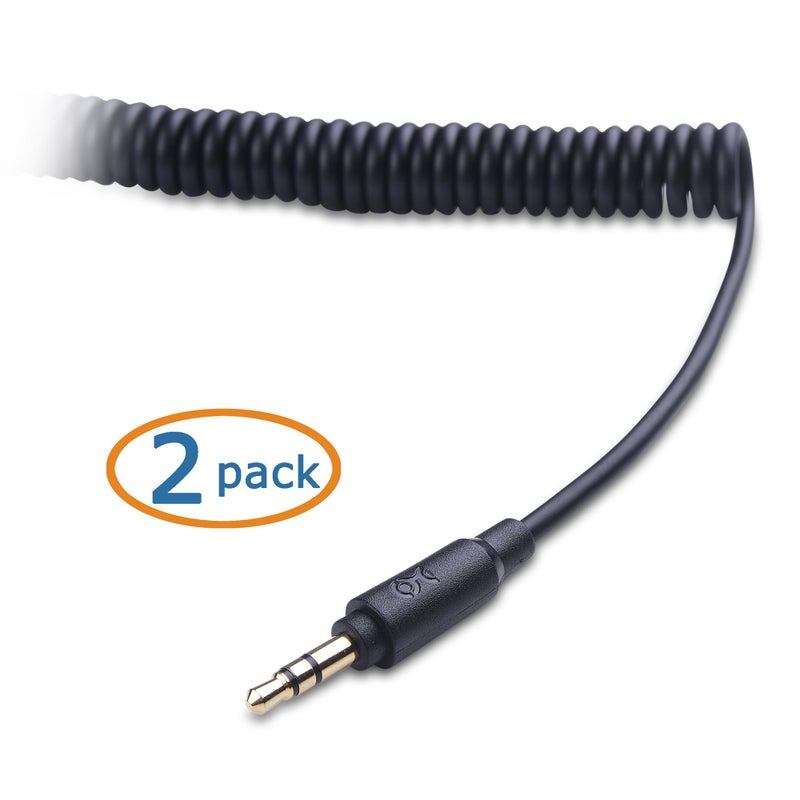 Cable Matters 2-Pack Coiled 3.5mm Male to Male Stereo Audio Cable - Stretches from 2 to 4 Feet - Image 2