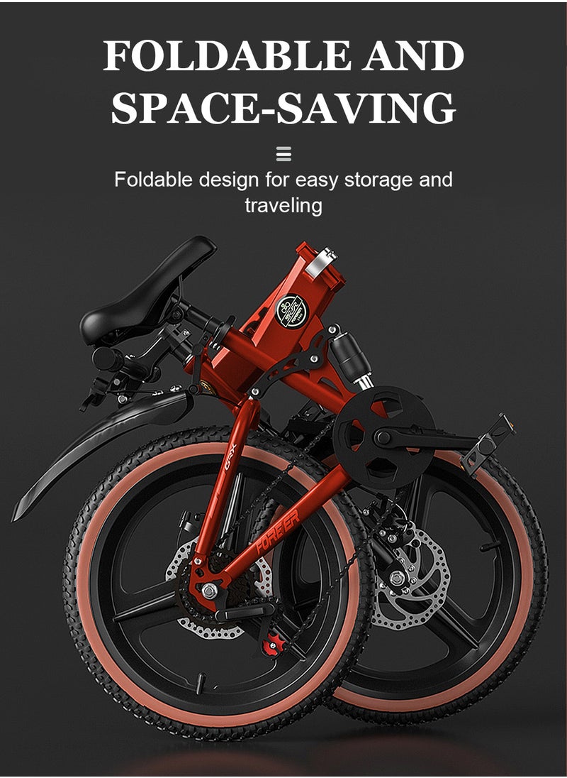 Forever 18 Inch Foldable Mountain Bike，with Adjustable Seat and Lightweight High-Carbon Steel Dual Disc Brakes, for Boys and Girls  - Image 3