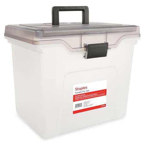 STAPLES Portable File Tote, Letter Size, Clear (ST58298) - Image 1