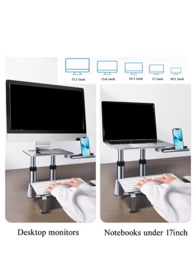 TIGER Adjustable Height Monitor Stand with Retractable Desk Mount – Ergonomic Laptop Riser with Keyboard Storage for iMac, MacBook, iPad & iPhone – Durable ABS + Metal Build, Supports Devices Up to 17” for Home or Office Use - Image 5