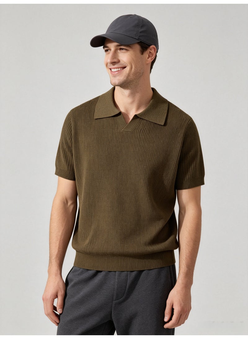 زارا Zara men's vertical knit short-sleeved Polo shirt - Image 2