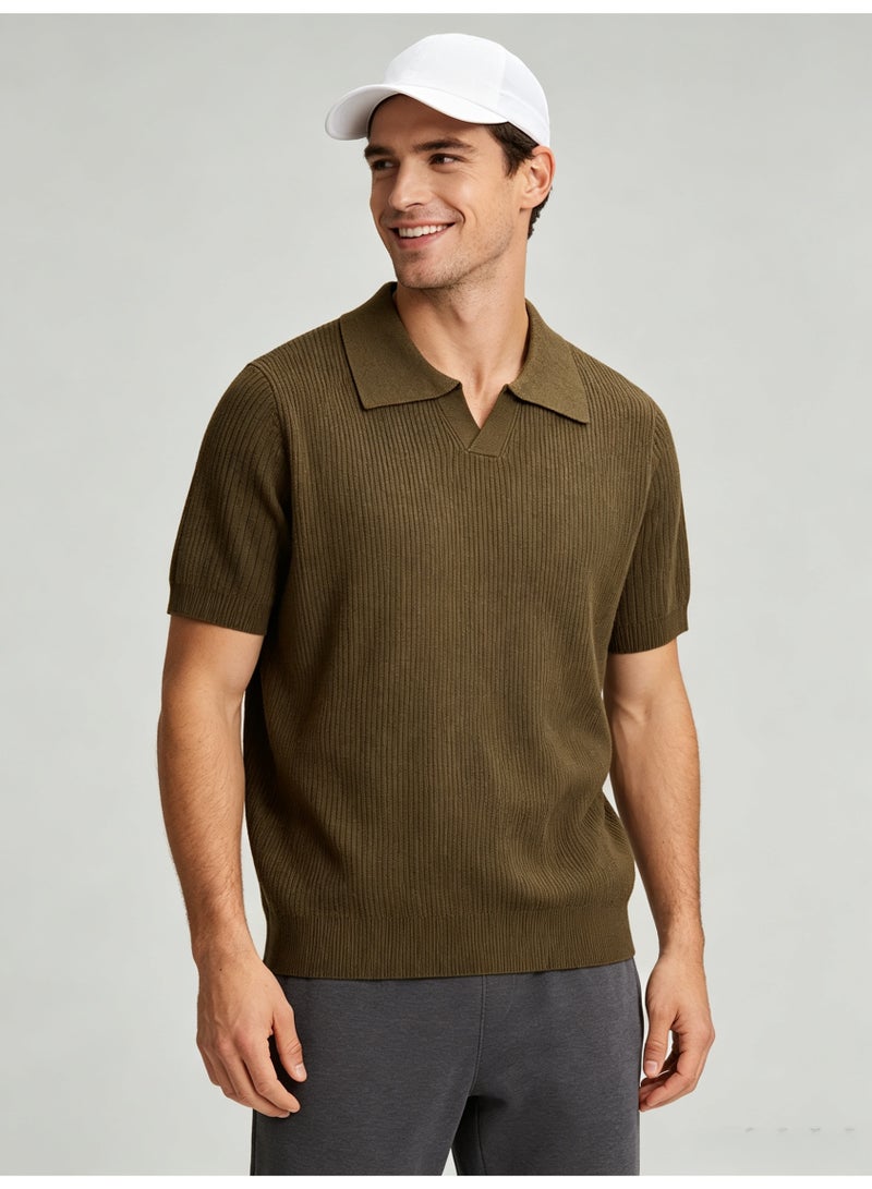 زارا Zara men's vertical knit short-sleeved Polo shirt - Image 4